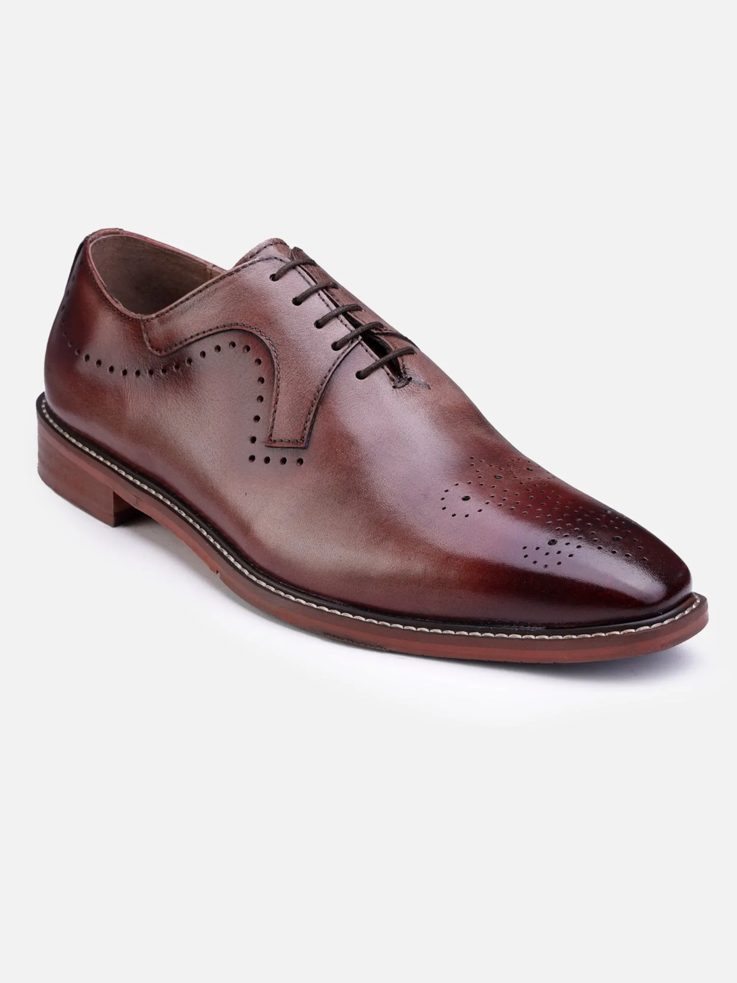 Hats Off Accessories Luxe Handfinished Brown Genuine Leather Oxfords Brown Shoes For Men