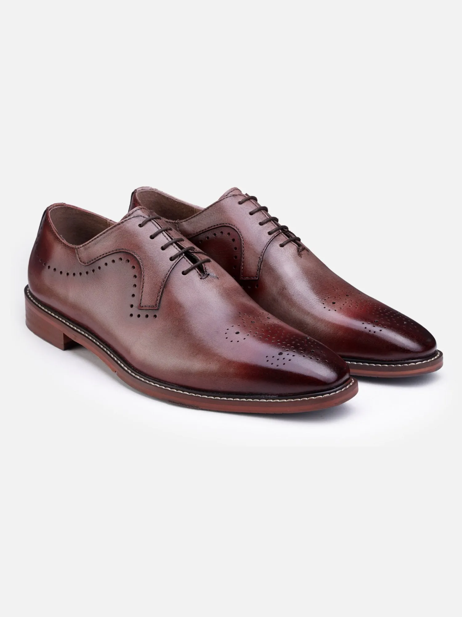 Hats Off Accessories Luxe Handfinished Brown Genuine Leather Oxfords Brown Shoes For Men