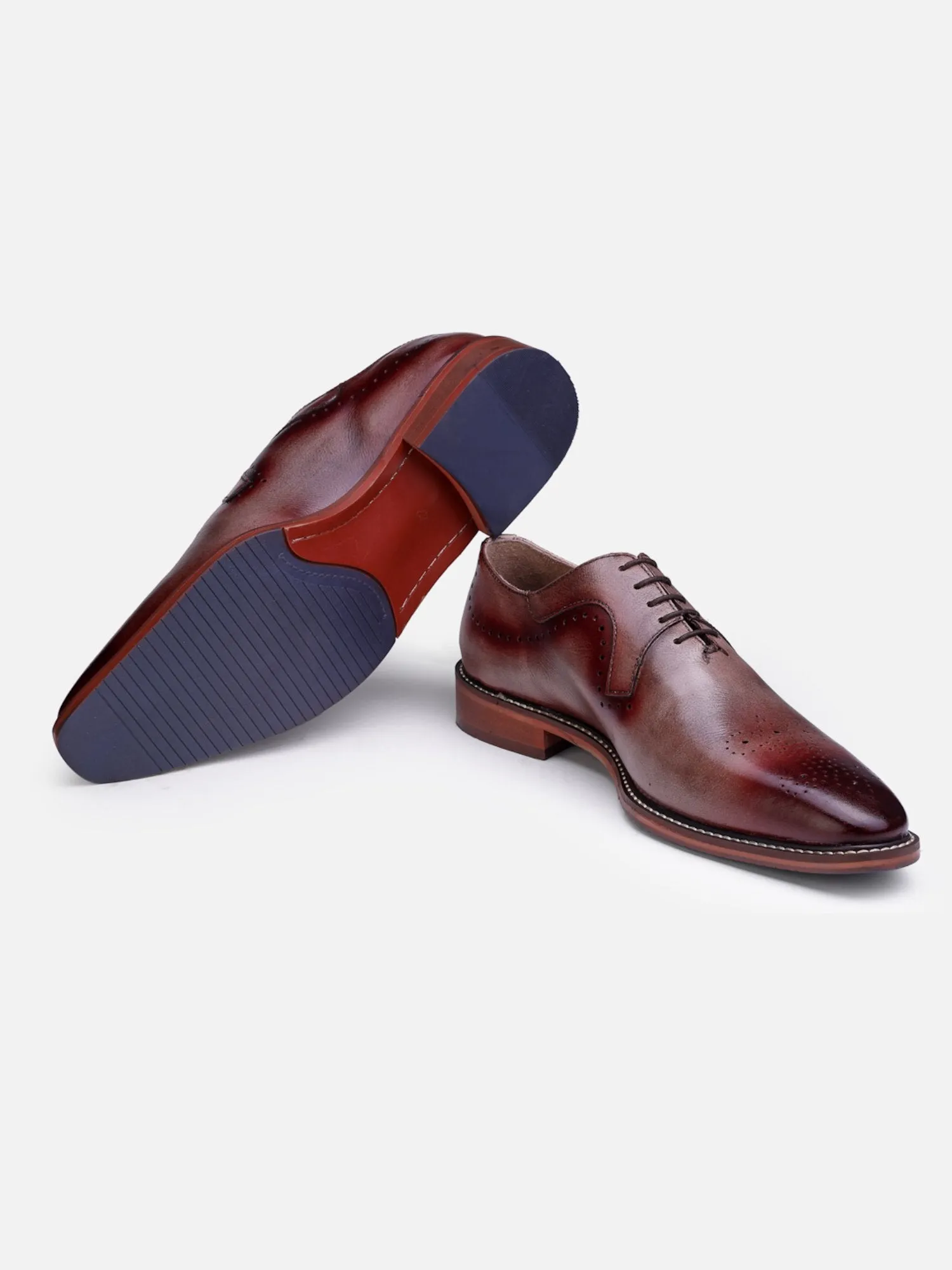 Hats Off Accessories Luxe Handfinished Brown Genuine Leather Oxfords Brown Shoes For Men