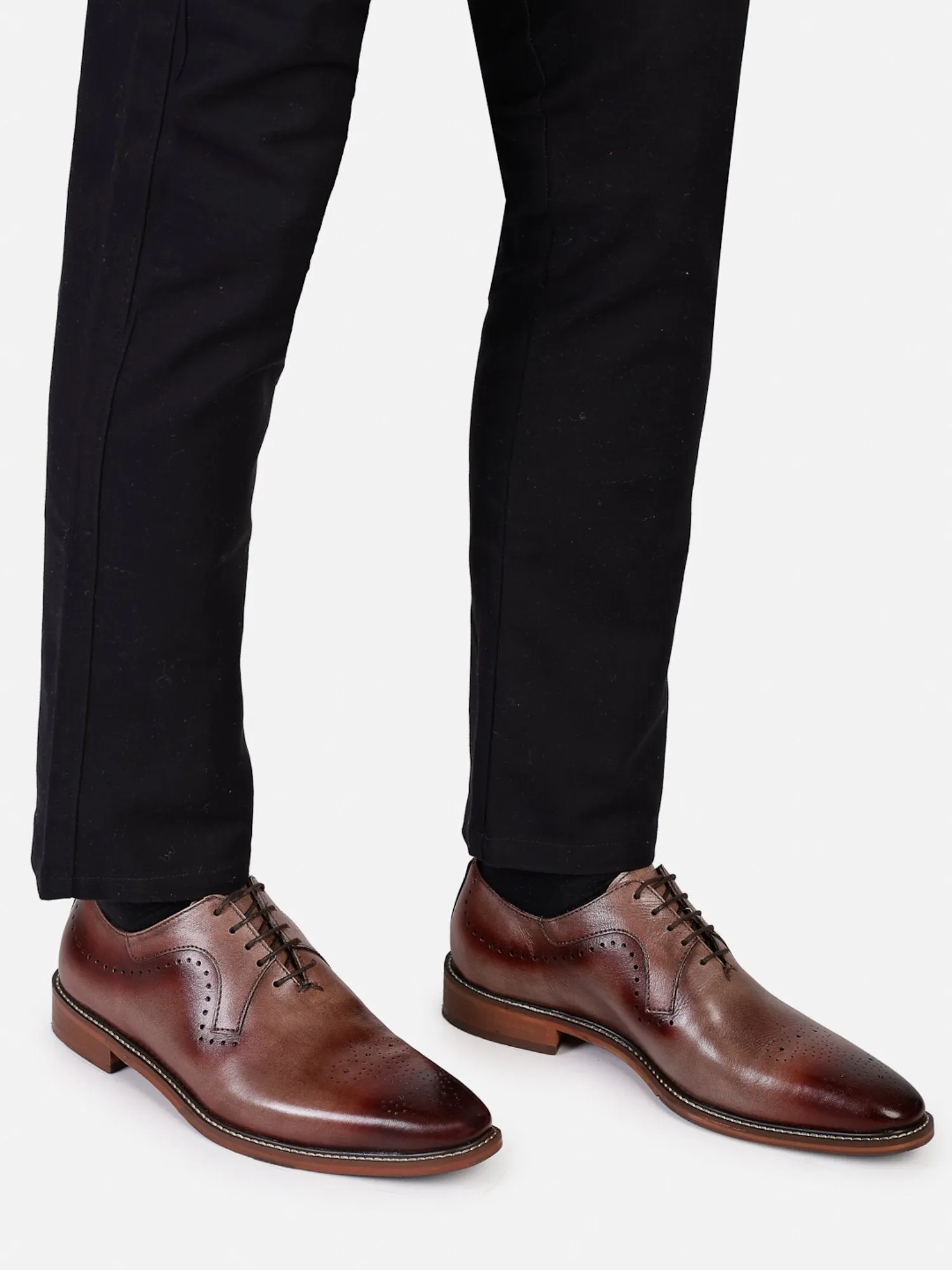 Hats Off Accessories Luxe Handfinished Brown Genuine Leather Oxfords Brown Shoes For Men