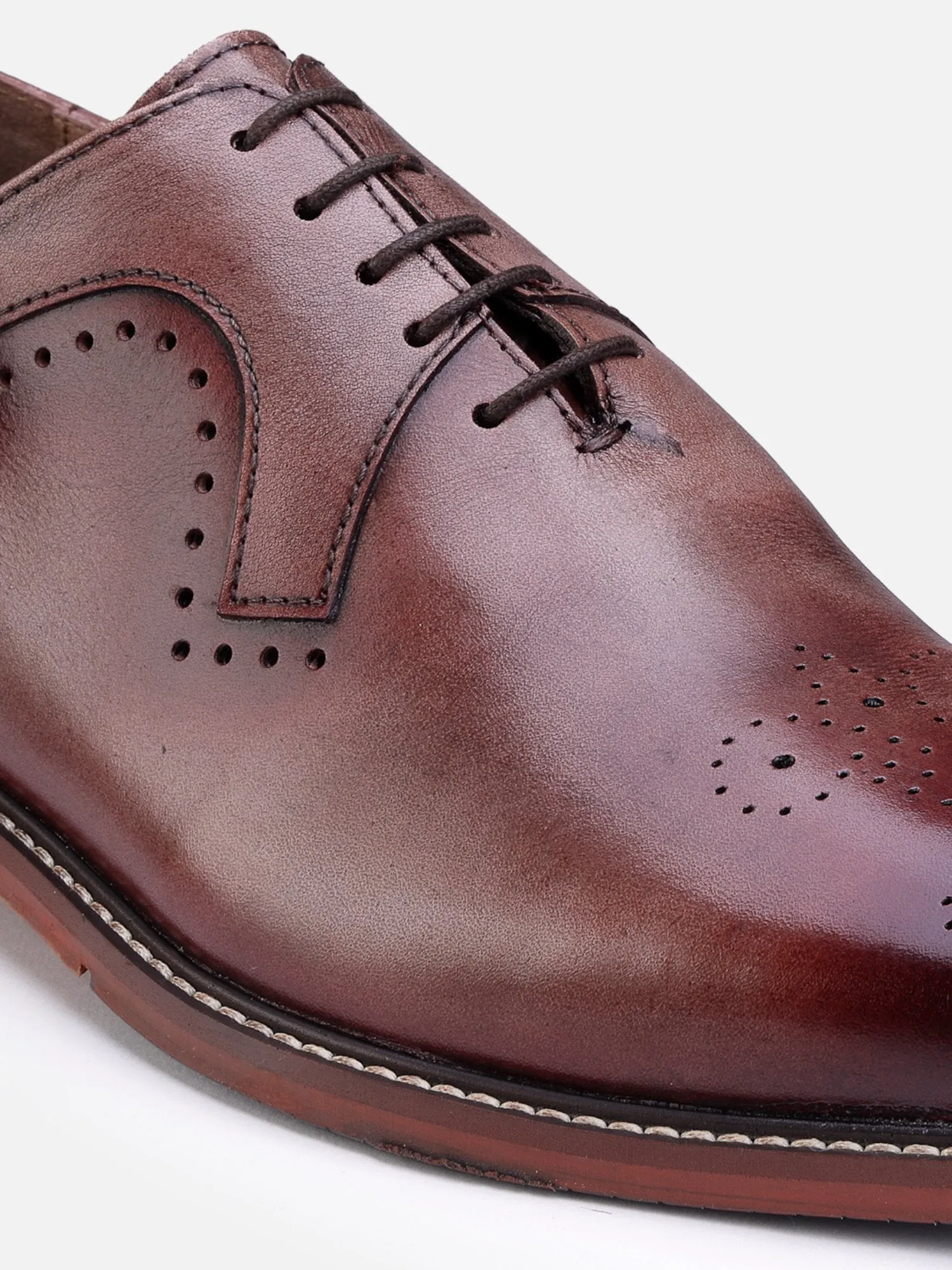 Hats Off Accessories Luxe Handfinished Brown Genuine Leather Oxfords Brown Shoes For Men
