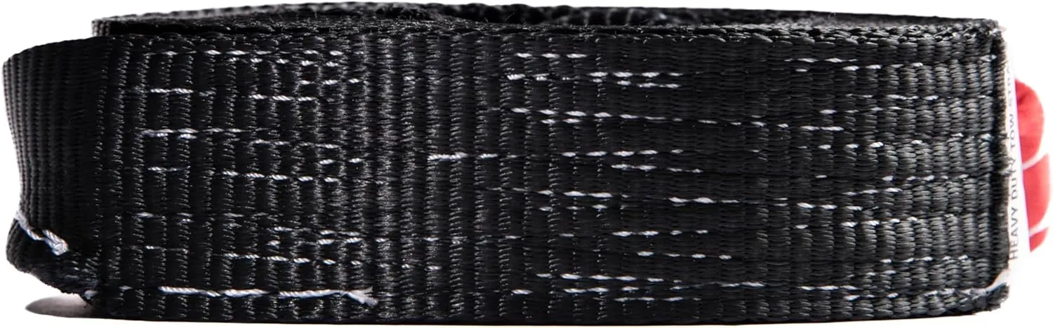 HiGear Tow Strap 4 Ton 2in 20 ft Polyester Rope with 2 Loops 8000 9000 lbs Break Strength Towing Recovery Light Vehicles by Alfa Wheels (Black, 2in 20ft (2x20))