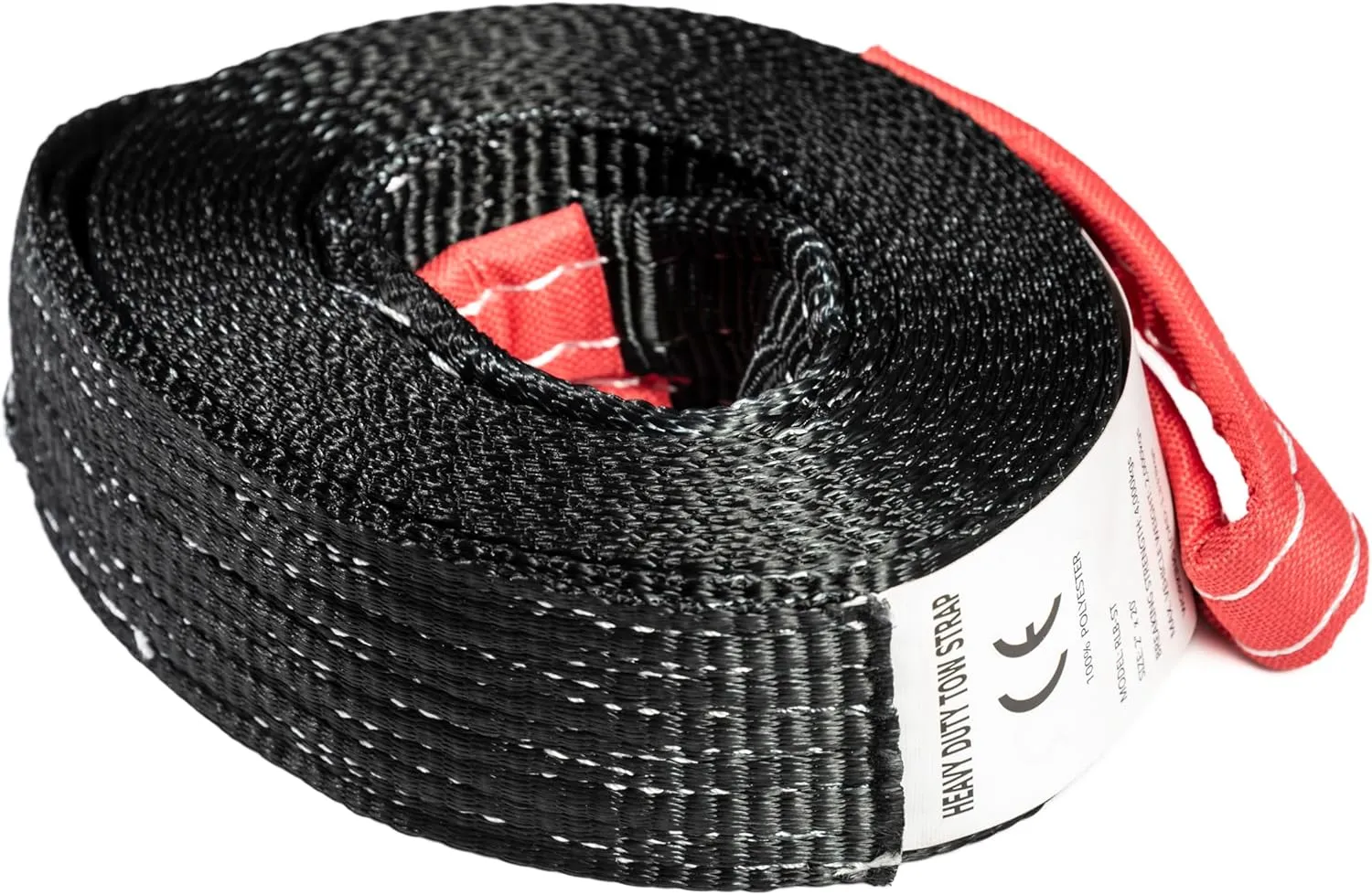 HiGear Tow Strap 4 Ton 2in 20 ft Polyester Rope with 2 Loops 8000 9000 lbs Break Strength Towing Recovery Light Vehicles by Alfa Wheels (Black, 2in 20ft (2x20))