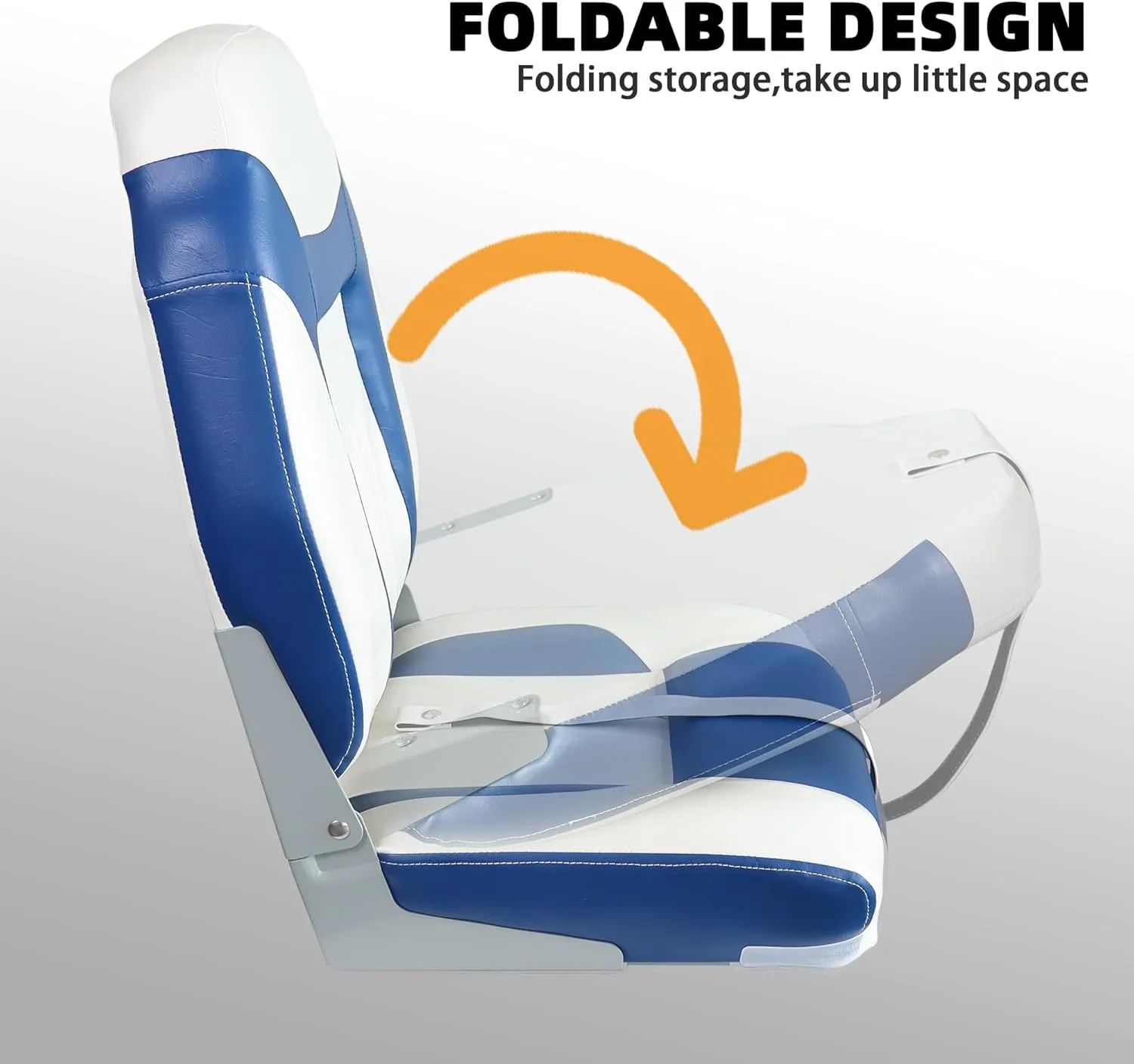 High Back Boat Seats, Folding Fishing Boat Seat with Thickened Sponge Cushion & Waterproof PVC Leather, Aluminum Alloy Hinges, Flip Up for Yachts, Ships
