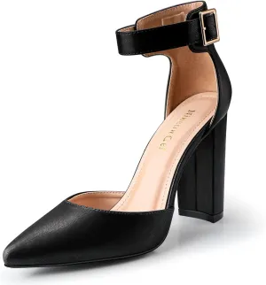 High Heels.Chunky Heel Pointed Closed Toe Pump Shoes,Party Wedding Fashion Shoes,Gifts for Women