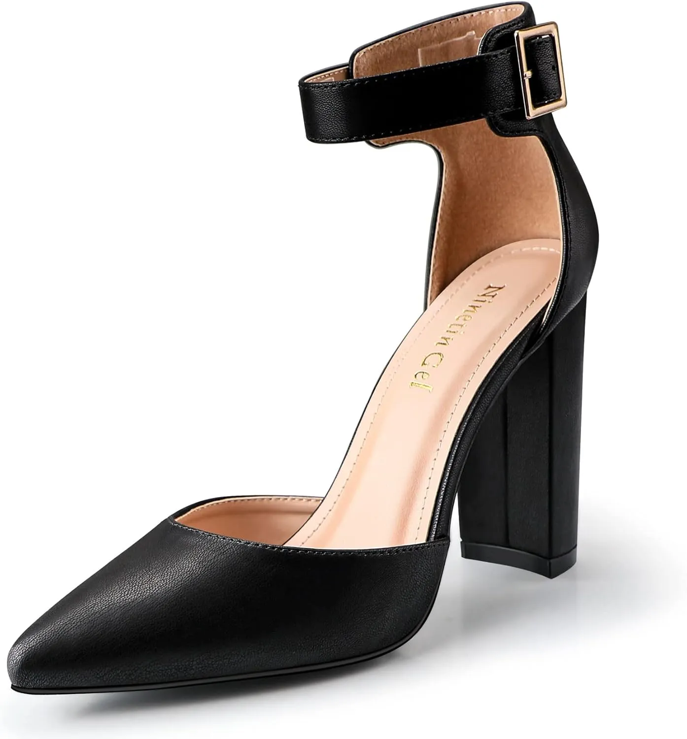 High Heels.Chunky Heel Pointed Closed Toe Pump Shoes,Party Wedding Fashion Shoes,Gifts for Women