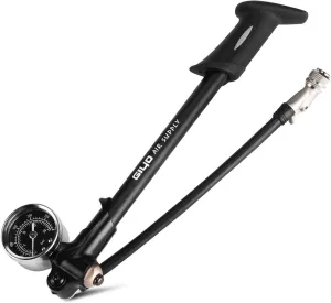 High Pressure Shock Pump, (300 PSI Max) for Fork & Rear Suspension, Lever Lock on Nozzle No Air Loss (A: Black)