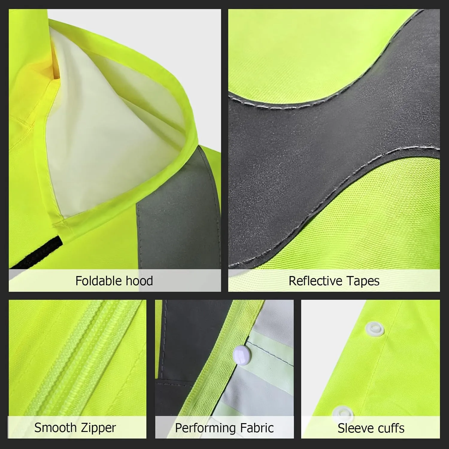 High Visibility Rain Jacket and Pants, High Vis Rain Suit for Men, Waterproof Rain Coat with Hood, Class 3 Lightweight Hi Vis Rain Gear for Outdoor& Safety Work, Men Women, Yellow B, 2XL-3XL