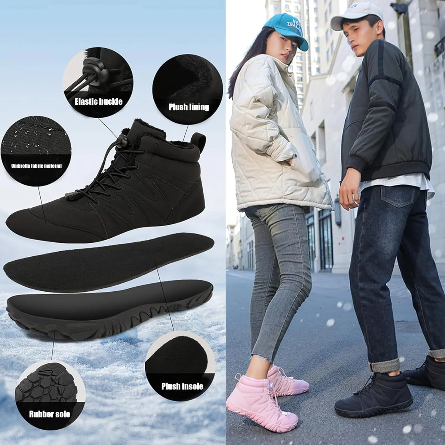 Hike Winter Footwear Barefoot Shoes Women Men, Outdoor Waterproof Slip Resistant Hiking Boots, 2024 Wide Toe Box Barefoot Shoes, Walking Sneaker