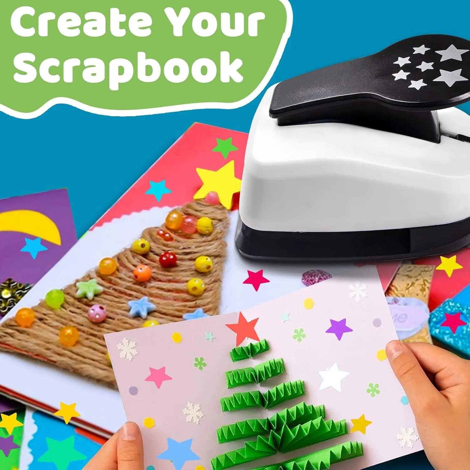 HKKYO Star Hole Puncher, Star Paper Punch, Star Punch, Shape Hole Punches, Star Craft Punch, Paper Shape Punches, Paper Punches for Crafting Shapes, Star Lever Punch for Scrapbooks