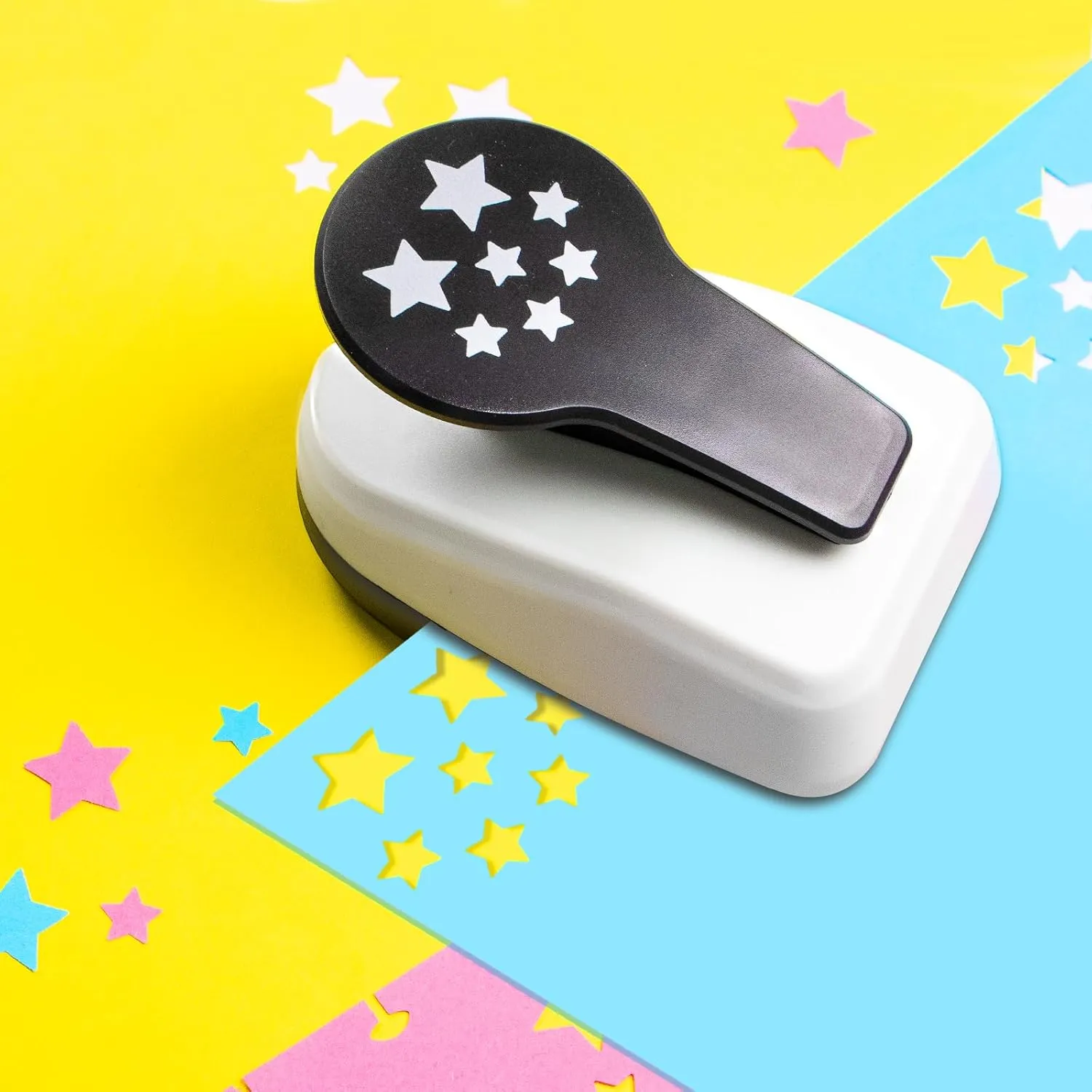 HKKYO Star Hole Puncher, Star Paper Punch, Star Punch, Shape Hole Punches, Star Craft Punch, Paper Shape Punches, Paper Punches for Crafting Shapes, Star Lever Punch for Scrapbooks