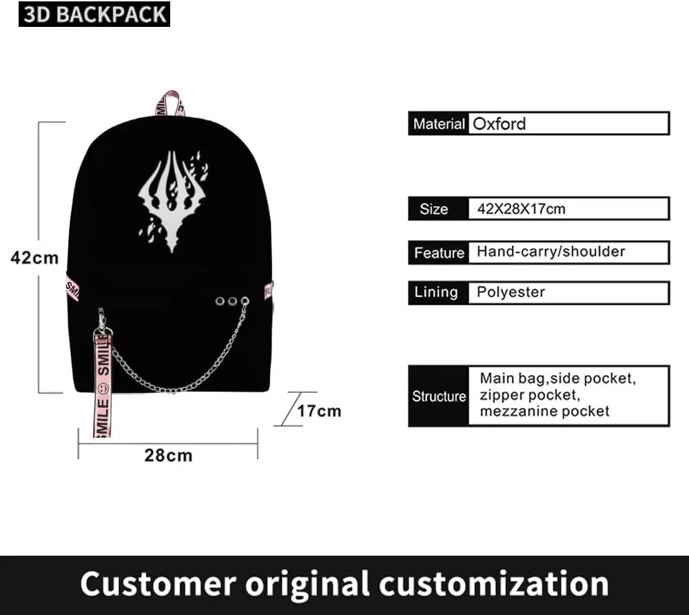 Hollow Knight Merch Women Men Multipurpose Bag Cosplay Backpack Casual Fashion Daypack (Black-Bag)