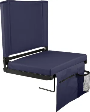 Home-Complete Bleacher Seat - Stadium Seat Cushion with Pocket and Cupholder - Wide Portable Sports Chair - Stadium Seats with Back Support (Navy)