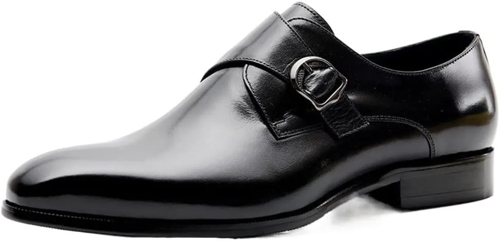 HOOENG Dress Oxford for Men Slip on Monk Strap Bout Toe Cowhide Block Heel Non Slip Repellent Working