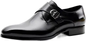 HOOENG Dress Oxford for Men Slip on Monk Strap Bout Toe Cowhide Block Heel Non Slip Repellent Working