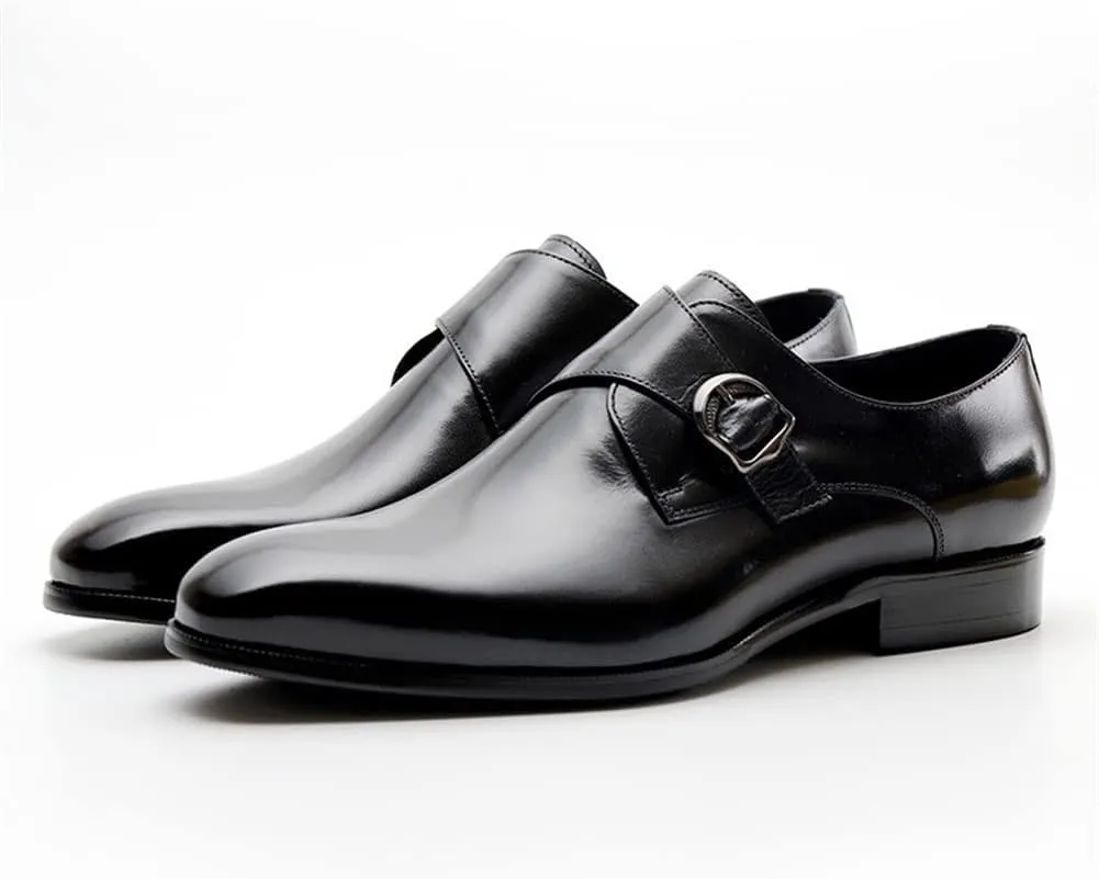 HOOENG Dress Oxford for Men Slip on Monk Strap Bout Toe Cowhide Block Heel Non Slip Repellent Working