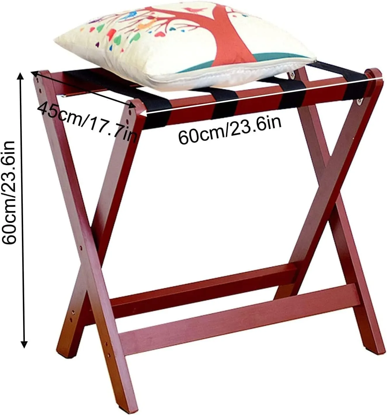 Hotel Luggage Rack Set of 2 - Solid Wood Travel Bag Holder, Foldable Guest Room Suitcase Rack, with Nylon Cordmulti Function Suitcase Holder, 23.6×15.7×23.6Inch (Color : White)