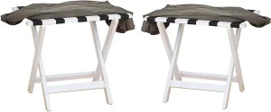 Hotel Luggage Rack Set of 2 - Solid Wood Travel Bag Holder, Foldable Guest Room Suitcase Rack, with Nylon Cordmulti Function Suitcase Holder, 23.6×15.7×23.6Inch (Color : White)