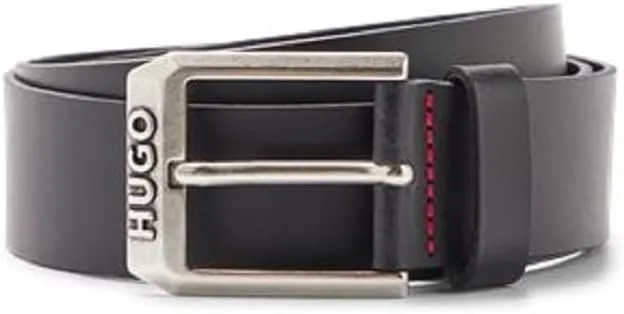 HUGO Men's Logo Buckle Leather Belt