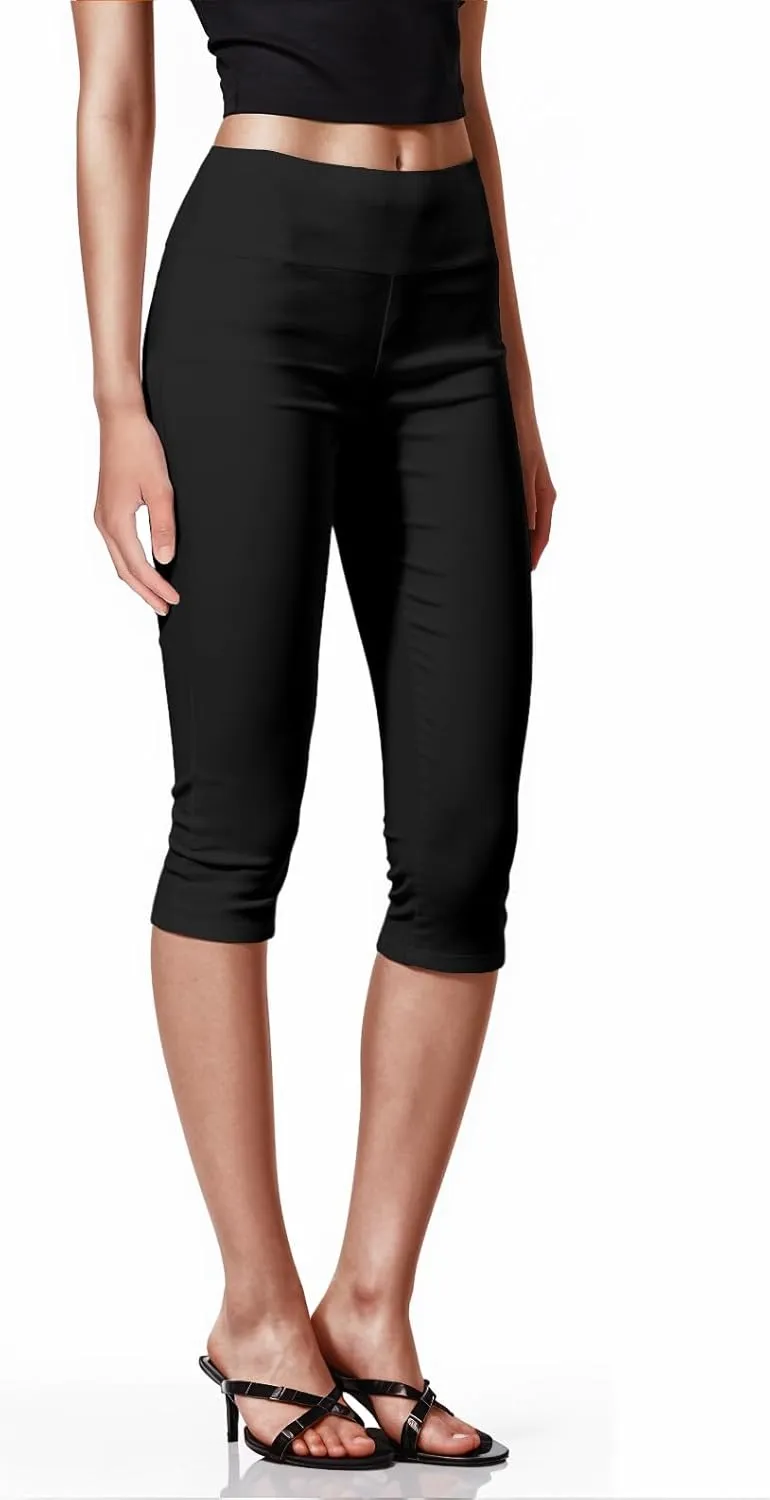 Hybrid & Company Womens Super Comfy Stretch Pull On Millennium Twill Capri Shorts
