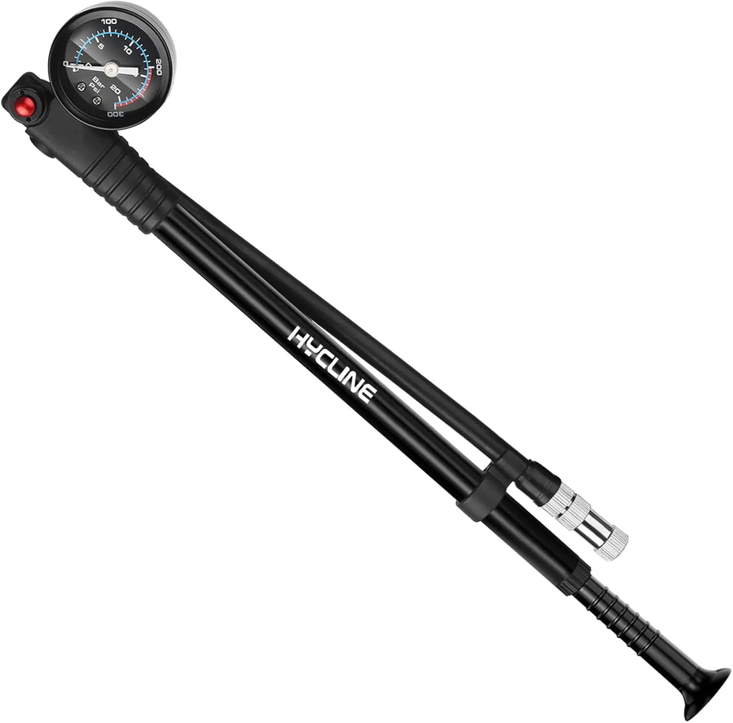 Hycline Shock Pump for Mountain Bike, High Pressure 300 Psi for Front Fork and Rear Bicycle Suspension Air Pump with Gauge Fits Schrader & Presta Tire Valve