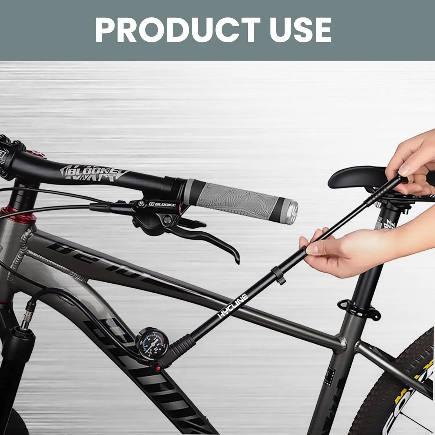 Hycline Shock Pump for Mountain Bike, High Pressure 300 Psi for Front Fork and Rear Bicycle Suspension Air Pump with Gauge Fits Schrader & Presta Tire Valve