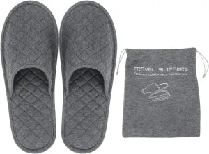 Ibluelover Portable Travel Spa Slippers Foldable Flat Closed Toe Home Shoes with Non-Slip Sole Spa Hotel Slippers Washable Guest Room Cotton Indoor House Shoes Business Trip Flight Footwear