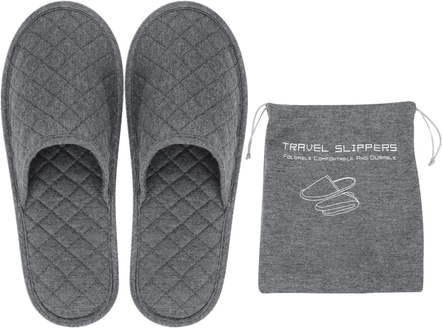 Ibluelover Portable Travel Spa Slippers Foldable Flat Closed Toe Home Shoes with Non-Slip Sole Spa Hotel Slippers Washable Guest Room Cotton Indoor House Shoes Business Trip Flight Footwear