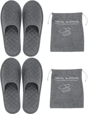 Ibluelover Portable Travel Spa Slippers Foldable Flat Closed Toe Home Shoes with Non-Slip Sole Spa Hotel Slippers Washable Guest Room Cotton Indoor House Shoes Business Trip Flight Footwear