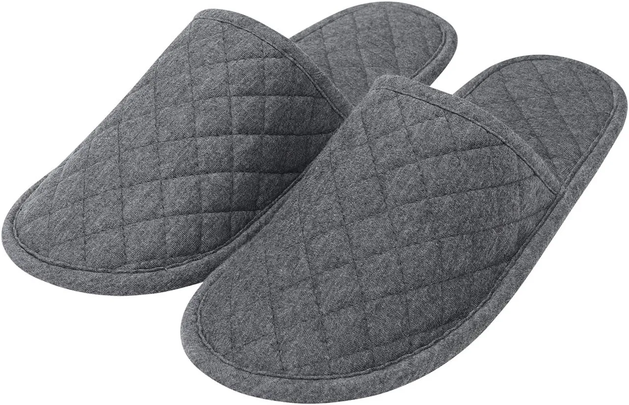 Ibluelover Portable Travel Spa Slippers Foldable Flat Closed Toe Home Shoes with Non-Slip Sole Spa Hotel Slippers Washable Guest Room Cotton Indoor House Shoes Business Trip Flight Footwear