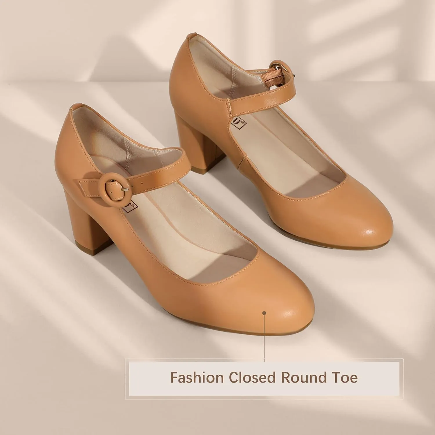 IDIFU Women's Candy Dress Mary Jane Shoes Low Block Heels Closed Round Toe Office Work Church Wedding Pumps