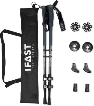 IFAST Lightweight Hiking Trekking Poles - 2 Pack Aluminum Adjustable Collapsible Hiking Climbing Stick Antishock and Quick Lock System Hiking Gear Accessory with Padded Strap