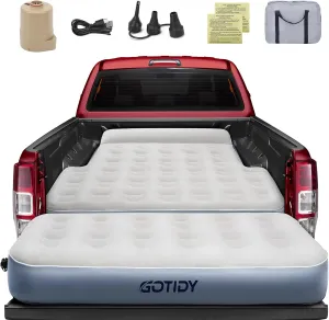 Inflatable Truck Bed Mattress for Tacoma Truck Air Mattress 5ft-5.5ft for Honda Ridgeline Jeep Gladiator JT,Space-Optimized Design, Built in Pump Detachable Tailgate Section