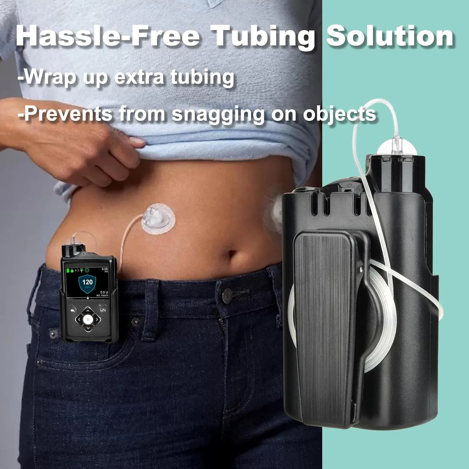 Insulin Pump Holder, 360° Rotatable Pump Clip, Diabetic Pump Case for Tubing Management, Insulin Pump case for Carry-On, Compatible with Medtronic Minimed 630g 640g 670g 770g& 780g-Black