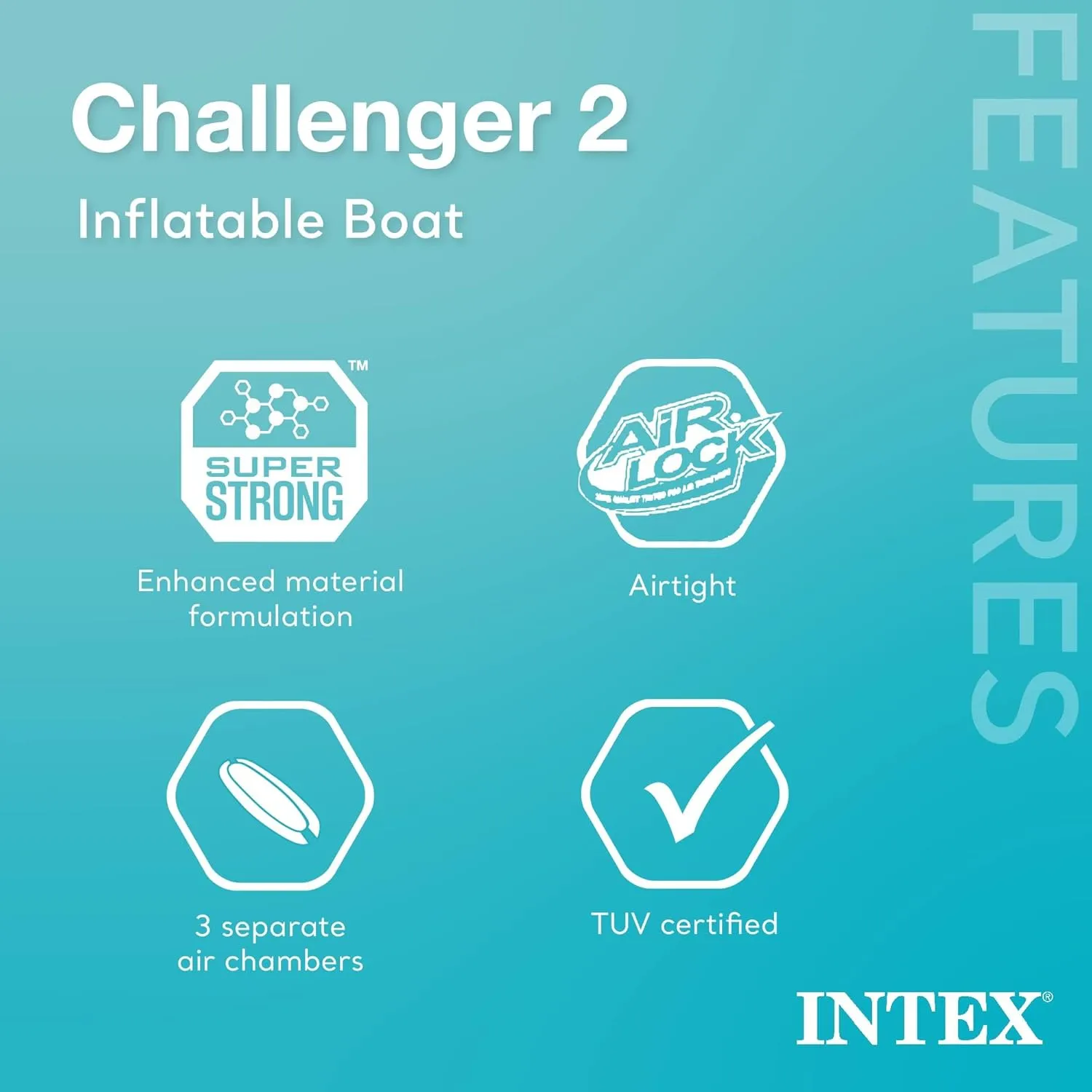 INTEX Challenger Inflatable Boat Series: Includes Deluxe Boat Oars and High-Output Pump – SuperStrong PVC – Triple Air Chambers – Welded Oar Locks – Heavy Duty Grab Handle