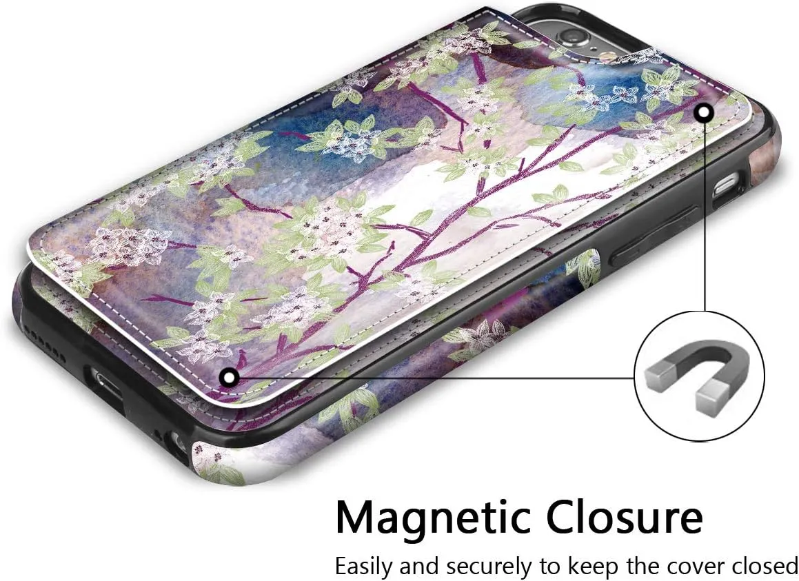 iPhone SE 2022 Wallet Case with Card Holder, PU Leather Card Slots Cover Folio Flip Kickstand Durable Protective Shell for Apple iPhone 7/8/SE 2020 (Lilac)