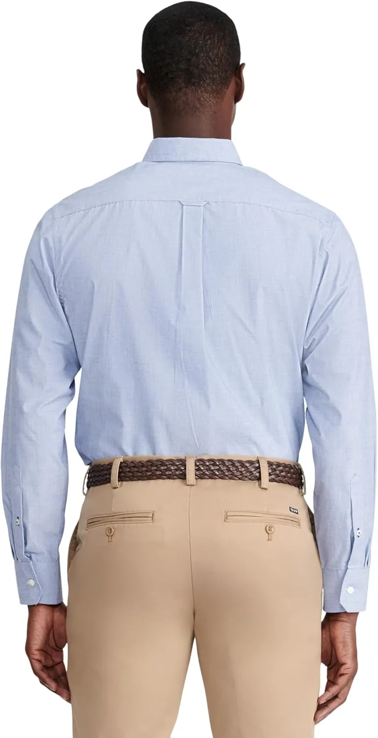 IZOD Men's Button Down Long Sleeve Stretch Performance Solid Shirt