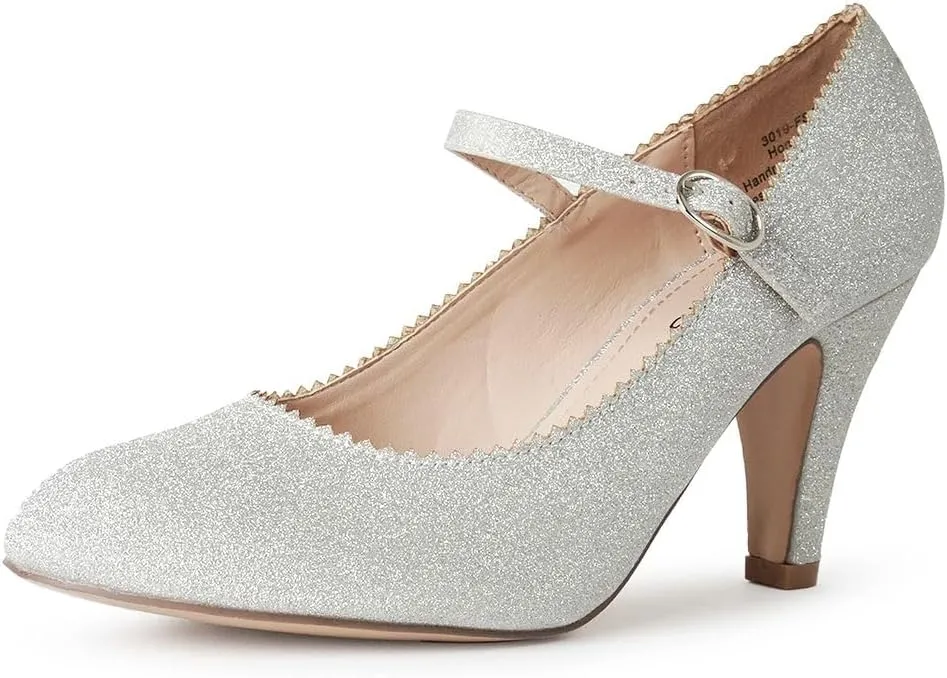 J. Adams Honey Mary Jane Shoes for Women – Retro Vintage Oxford Pumps with Low Kitten Heels, 1950s Round Toe Design and Adjustable Ankle Strap – Women’s Dress Shoes