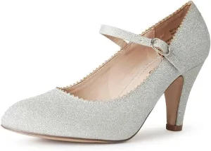 J. Adams Honey Mary Jane Shoes for Women – Retro Vintage Oxford Pumps with Low Kitten Heels, 1950s Round Toe Design and Adjustable Ankle Strap – Women’s Dress Shoes