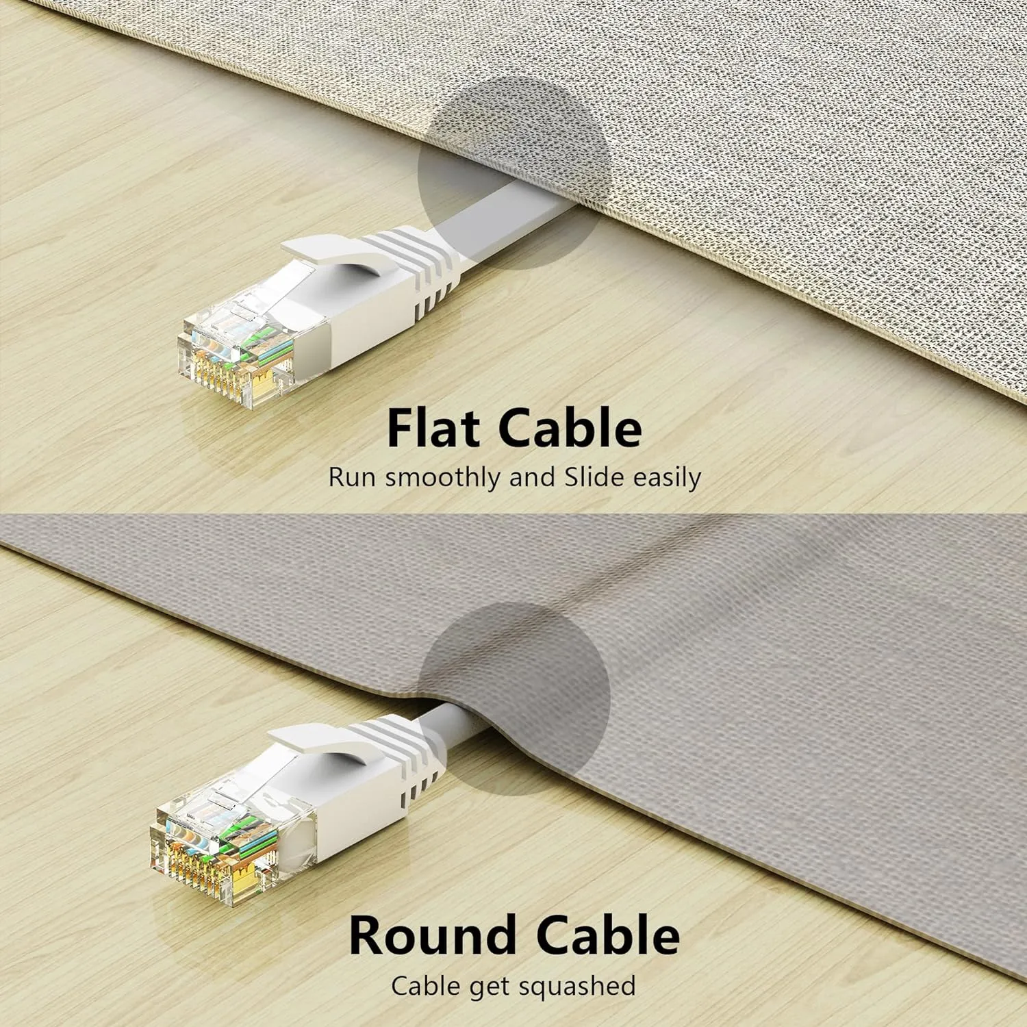 Jadaol Cat 6 Ethernet Cable 100 ft, Outdoor & Indoor 10Gbps Support Cat8 Cat7 Network, Flat RJ45 Internet LAN Computer Patch Cable for Router, Modem, Switch, Gaming Consoles, Streaming Devices, White