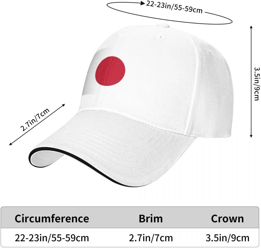 Japan Flag Casual Sandwich Baseball Cap-Adjustable Fit Four Seasons Breathable Lightweight Unisex Hat for Outdoor Activities