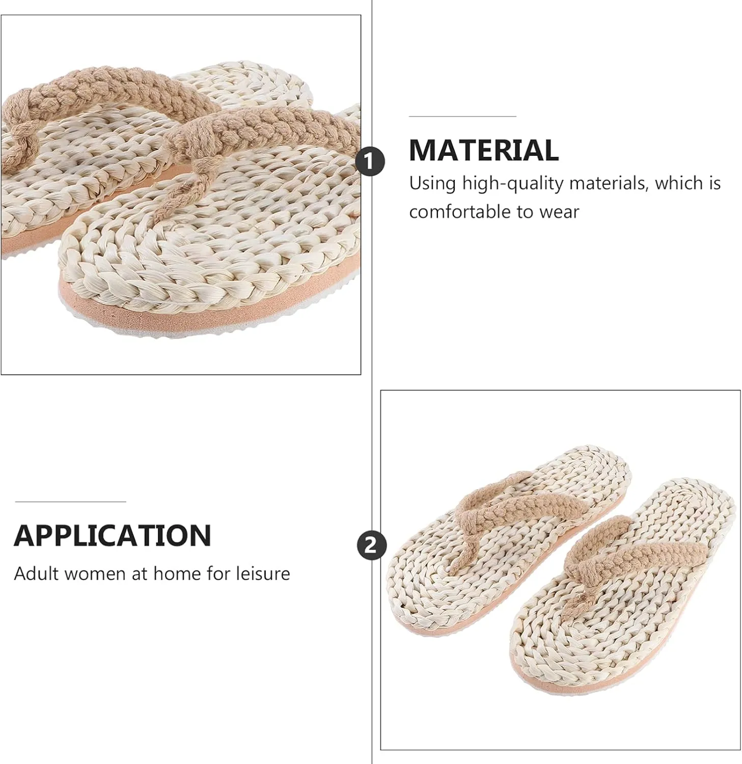 Japanese Style Slippers Anti- Slip Beach Slippers Vintage Summer Slippers