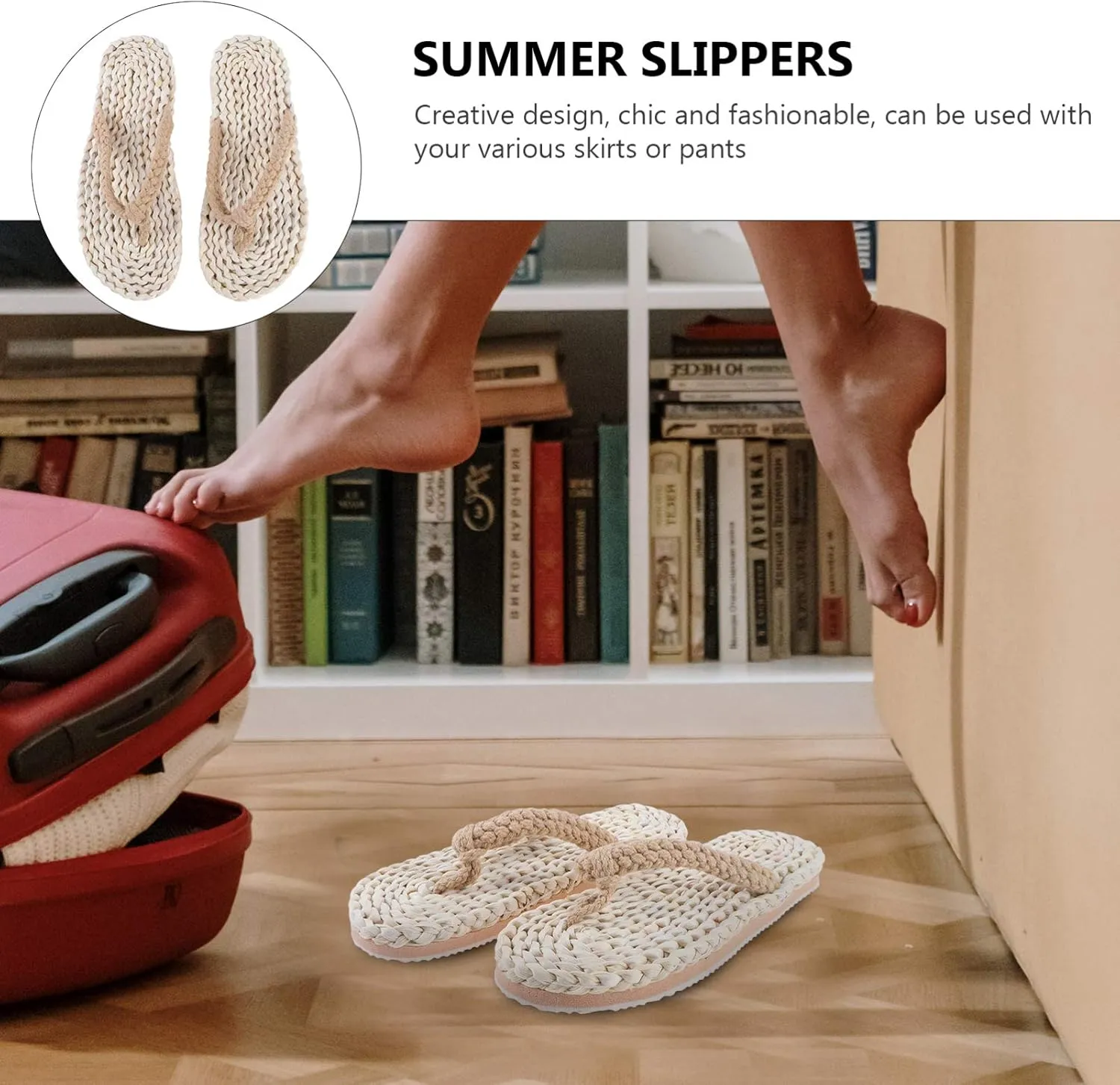 Japanese Style Slippers Anti- Slip Beach Slippers Vintage Summer Slippers