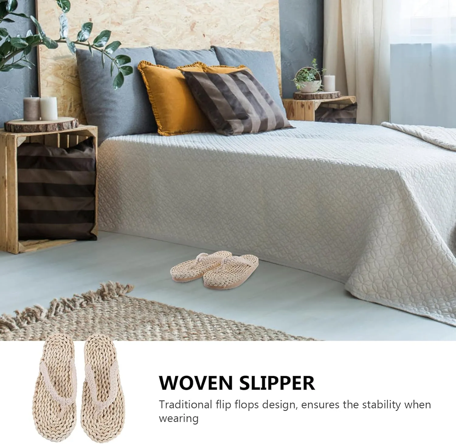 Japanese Style Slippers Anti- Slip Beach Slippers Vintage Summer Slippers