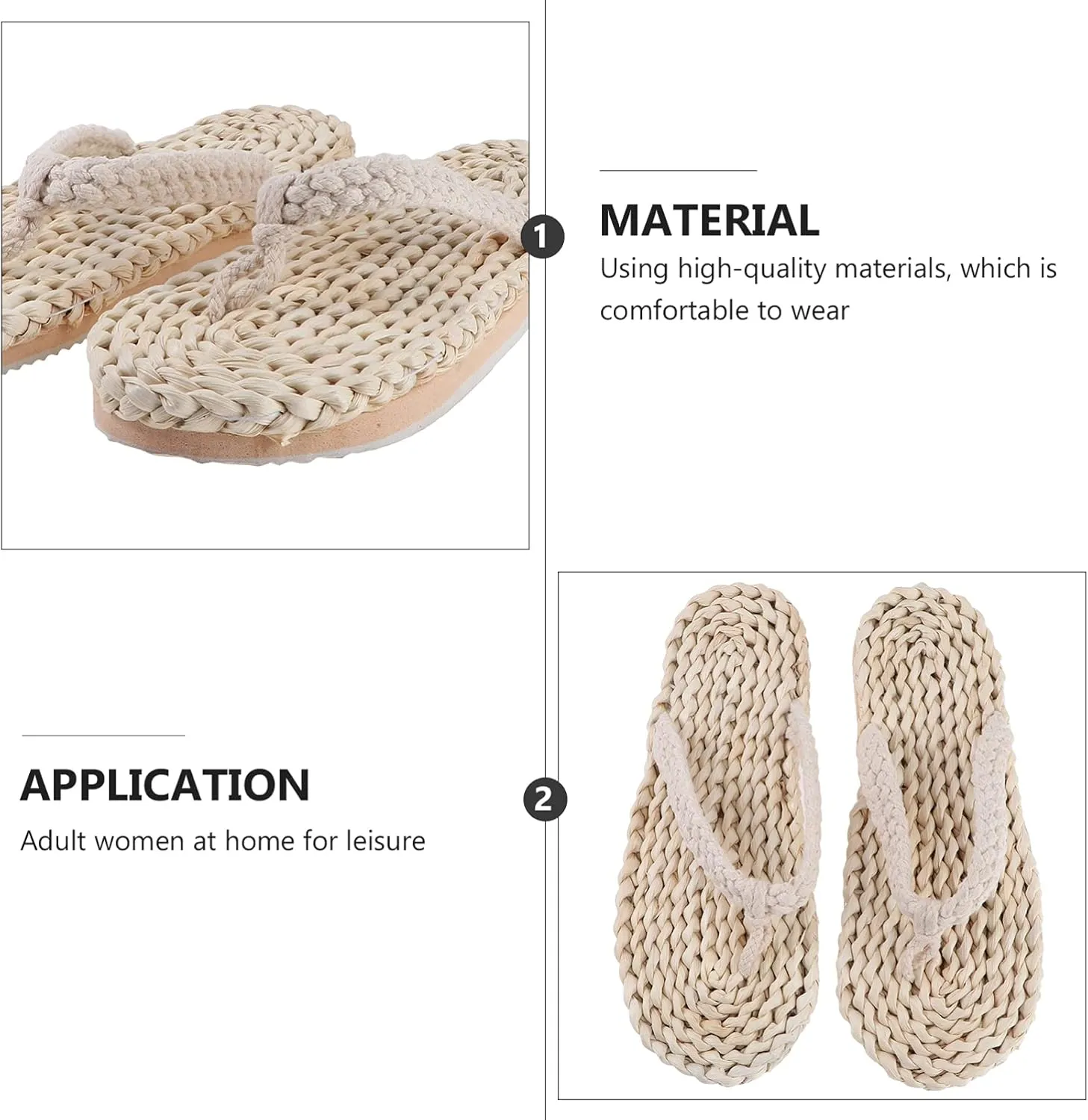 Japanese Style Slippers Anti- Slip Beach Slippers Vintage Summer Slippers