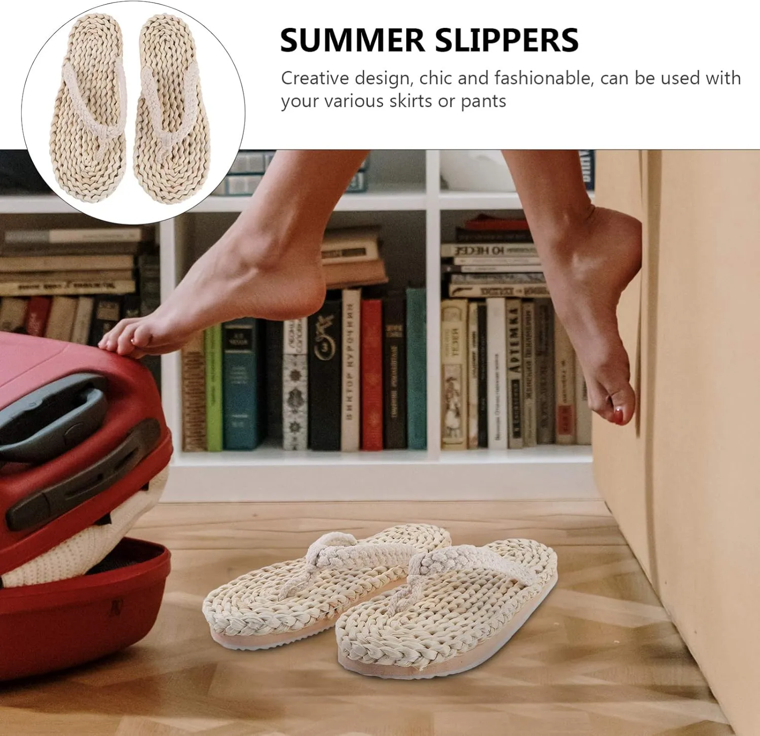 Japanese Style Slippers Anti- Slip Beach Slippers Vintage Summer Slippers