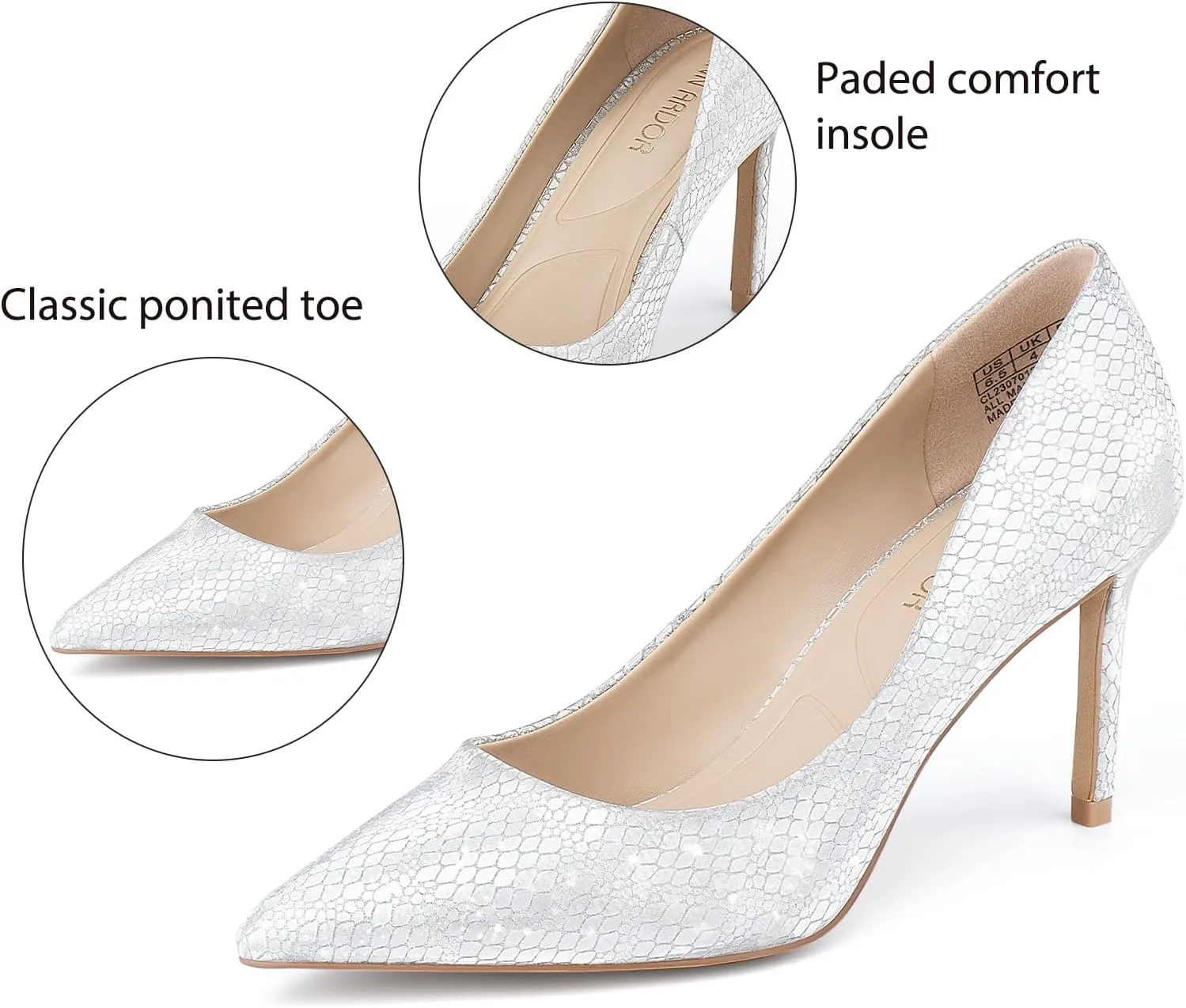 JENN ARDOR Women’s Heels Pumps 3.14”High Heel Shoes Women Classic Pointed Toe Stiletto Heel Shoes Sexy Office Party Event Dressy Pumps