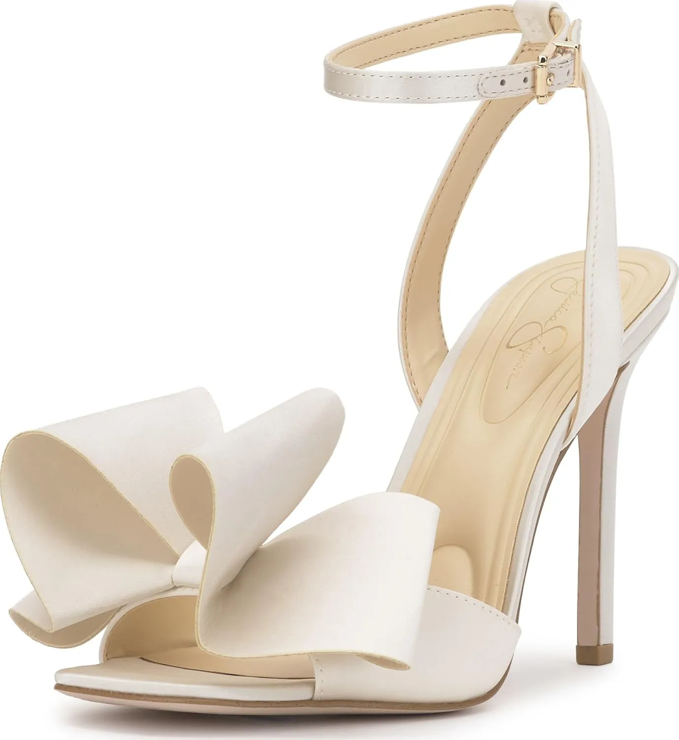 Jessica Simpson Womens Olivine Bow Satin Ankle Strap