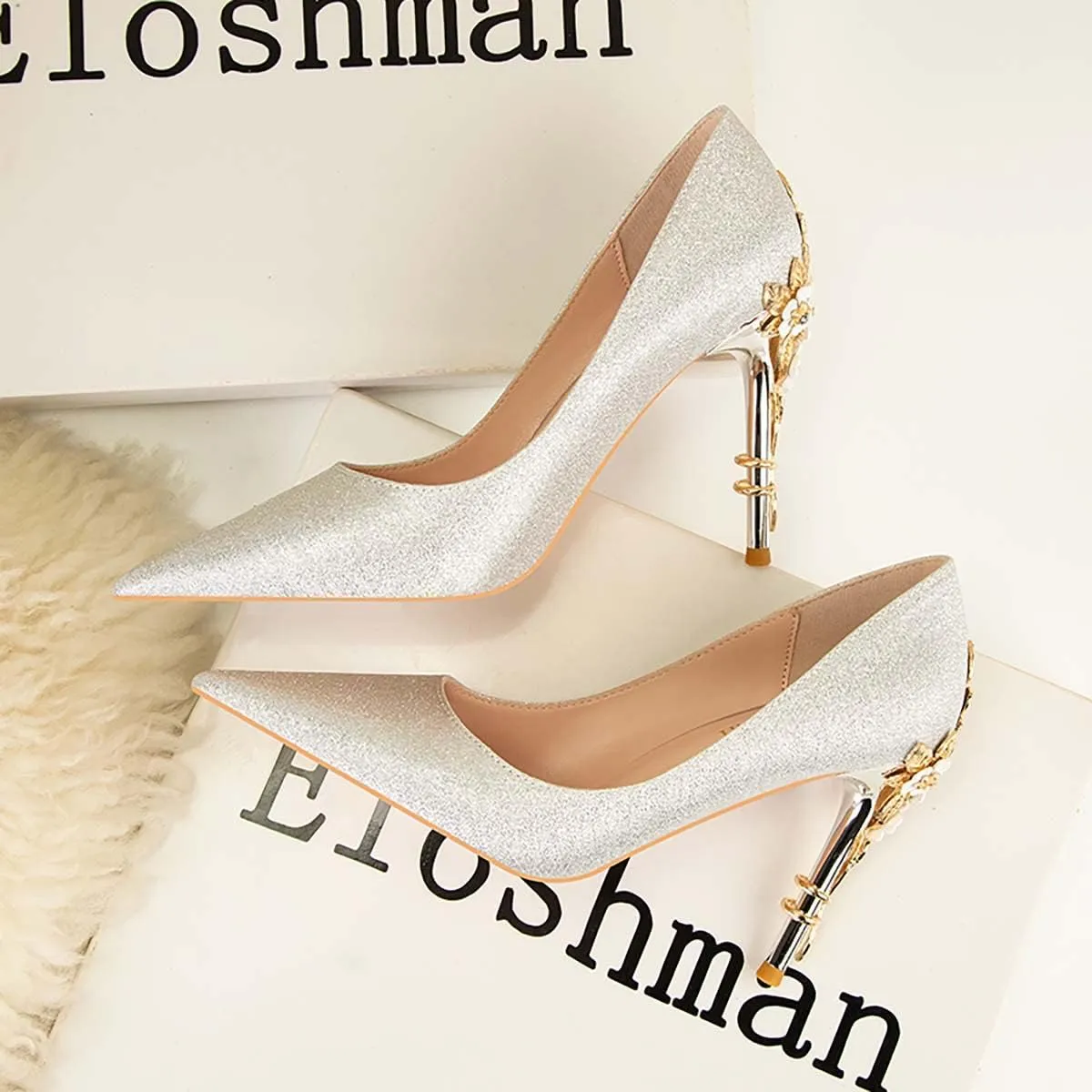 JOEupin Stiletto High Heel Shoes for Women Pointed Closed Toe Classic Slip On Dress Pumps