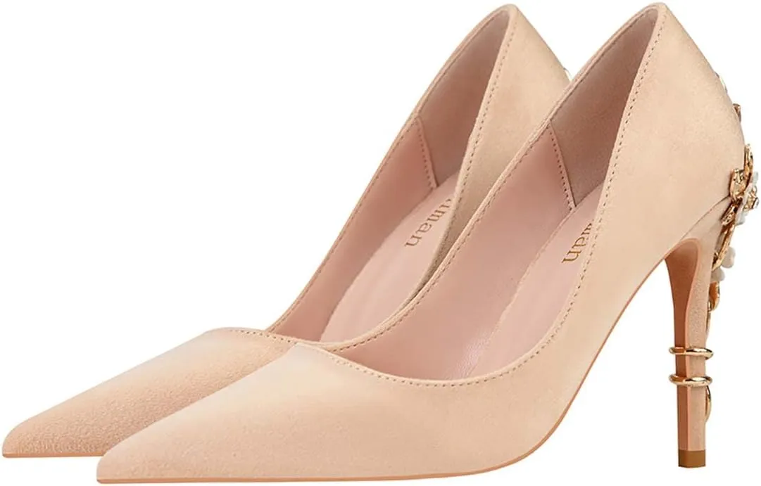JOEupin Stiletto High Heel Shoes for Women Pointed Closed Toe Classic Slip On Dress Pumps